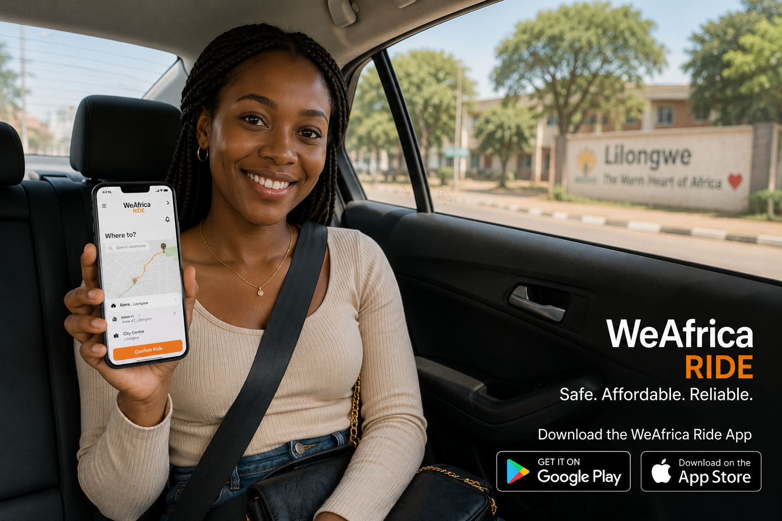 Customer entering a car in Malawi